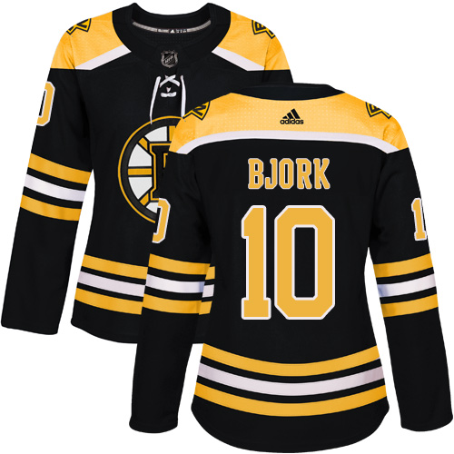 Adidas Boston Bruins 10 Anders Bjork Black Home Authentic Women Stitched NHL Jersey